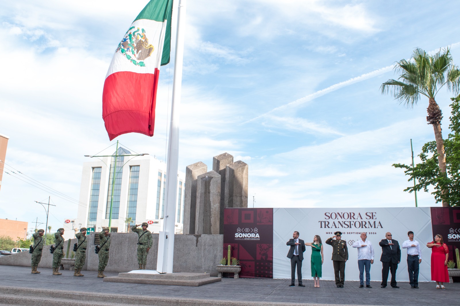 Participa el TEE Sonora en Honores a la Bandera junto a órganos electorales y jurisdiccionales